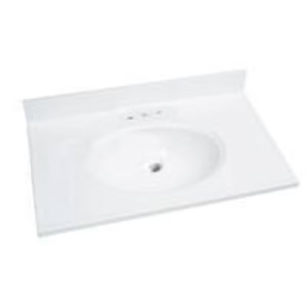 Foremost WS-1931 Vanity Top, 31 in OAL, 19 in OAW, Marble, Solid White, Fgi, Mfr#: WS-1931